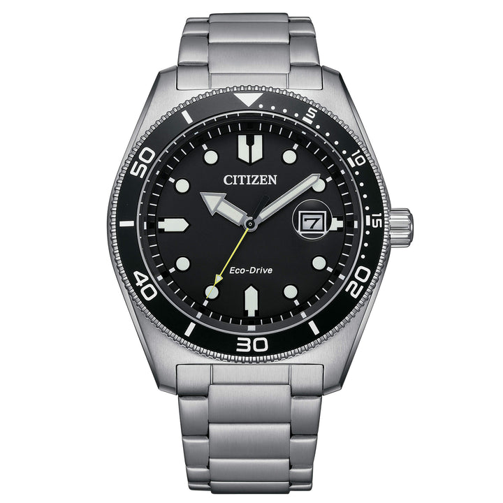 Orologio Uomo Citizen Eco Drive Marine OF Solo Tempo Data Nero AW1760-81E