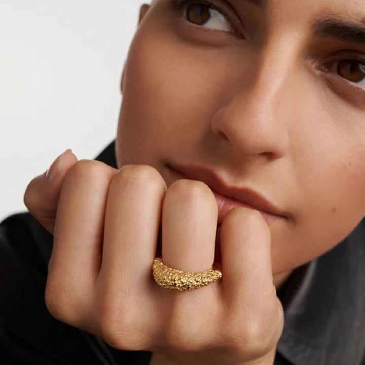 Anello Donna PDPaola Argento 925 Dorato Martellato AN01-B71-14