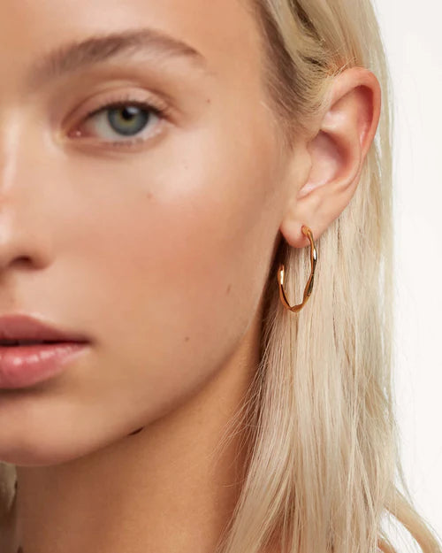 Orecchini Donna PDPaola Argento Dorata 925 Cerchi Grandi Zig Zag AR01-306-U