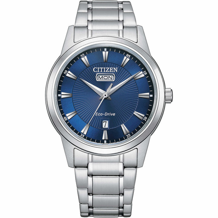 Orologio Uomo Citizen Eco-Drive Quarzo Doppia Data Blu Acciaio AW0100-86L