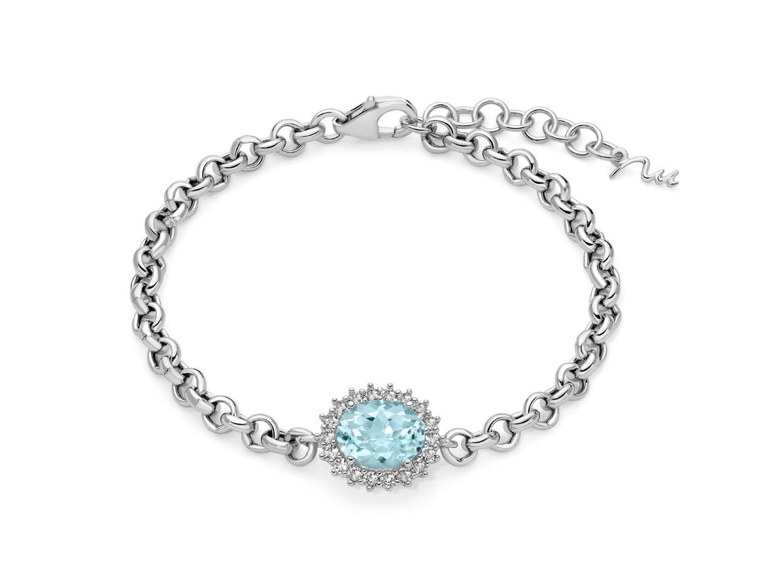 Bracciale Donna Miluna Argento 925 Topazio Azzurro Rotondo BRD1023