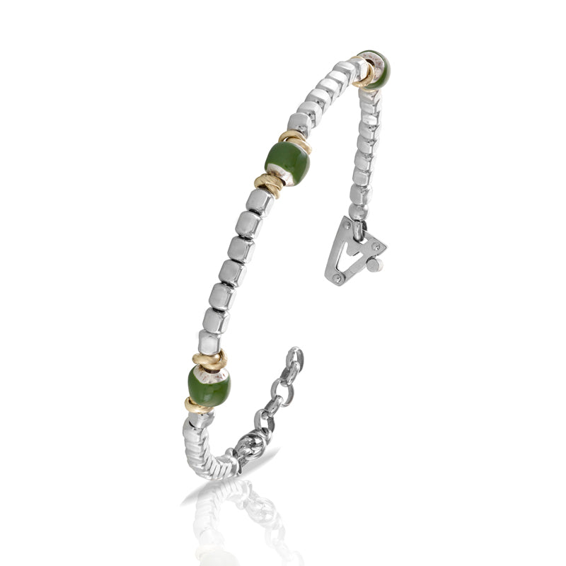 Bracciale in argento 925%,Bambu e sulla chiusura diamante nero ct 0,01