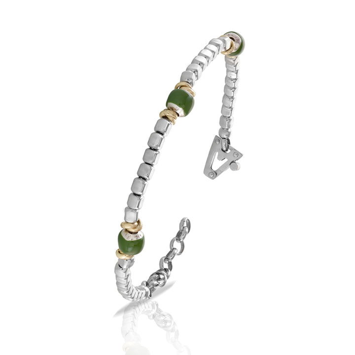 Bracciale in argento 925%,Bambu e sulla chiusura diamante nero ct 0,01