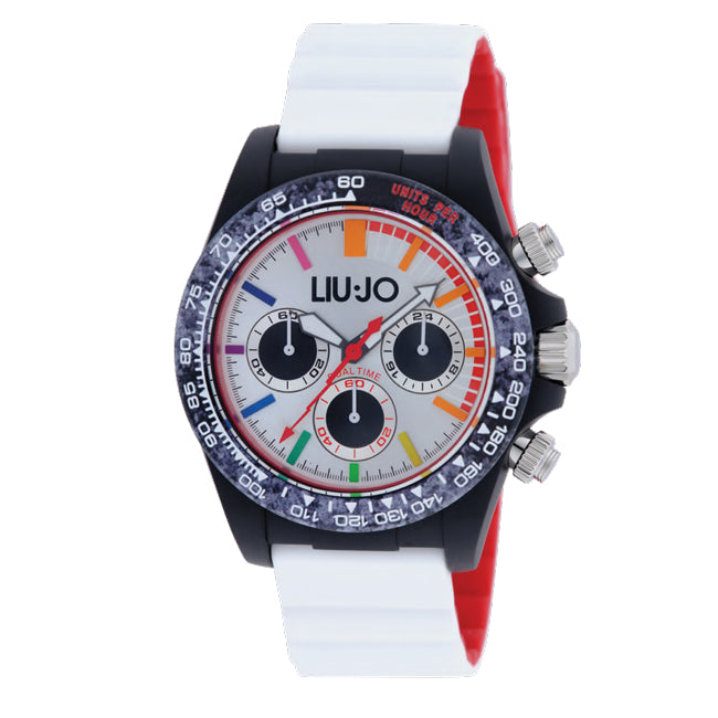 Orologio Uomo Ragazzo Liu Jo Acciaio Nero Gomma Bianca TLJ2637