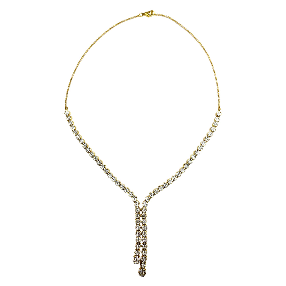 Collana Donna Re Mida Tennis Argento Dorato Fiori Zirconi Bianchi