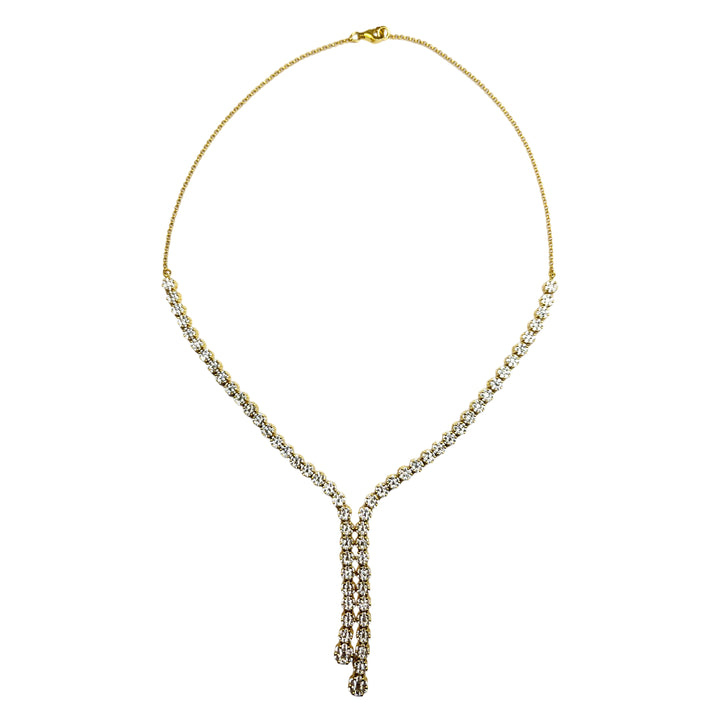 Collana Donna Re Mida Tennis Argento Dorato Fiori Zirconi Bianchi