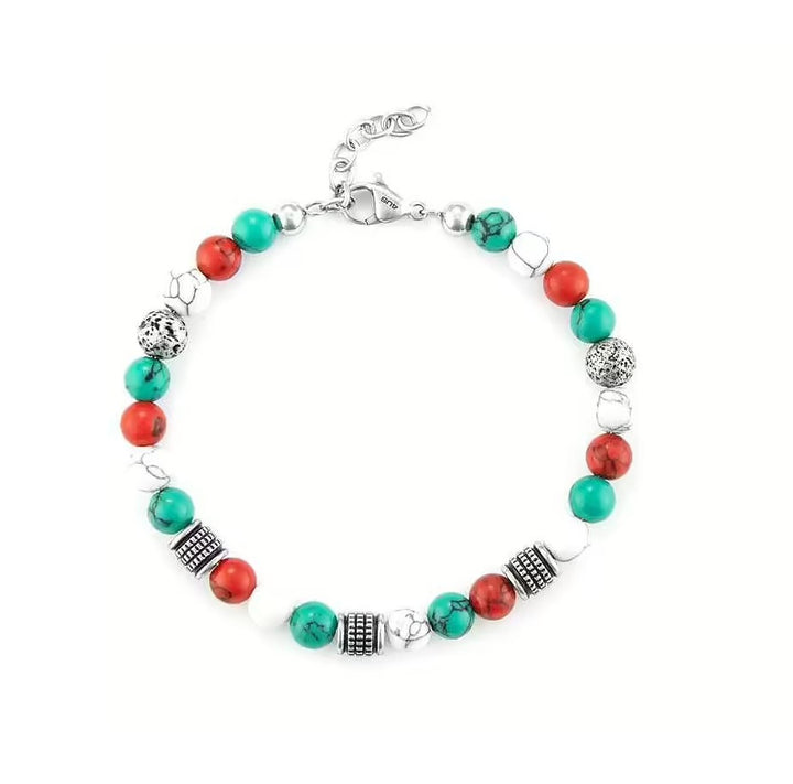 Bracciale Uomo 4US Cesare Paciotti turchese verde e rossa e aulite 4UBR6765