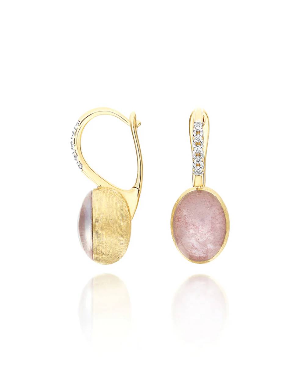 Orecchini Donna Nanis Oro Giallo 18 KT Diamanti e Quarzo fragola e madreperla OS3-609