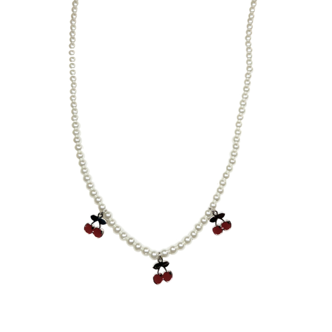 Collana Donna Re Mida Perle Argento Ciliegie Rosse Multiciondolo