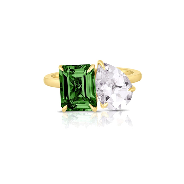 Anello Donna Liu Jo Acciaio dorato Con Zircone biancho e verde LJ2554M16