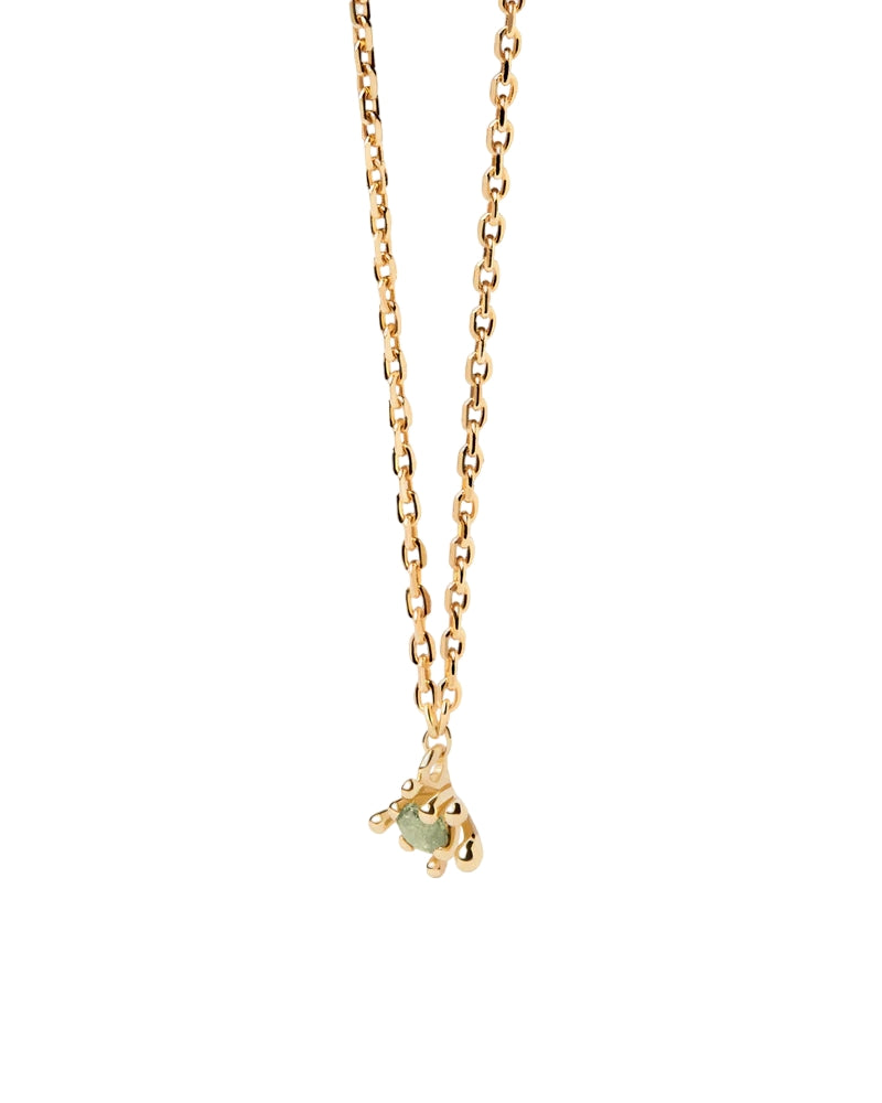 Collana Donna PDPaola Argento 925 Dorato Punto Luce Zircone Verde CO01-961-U