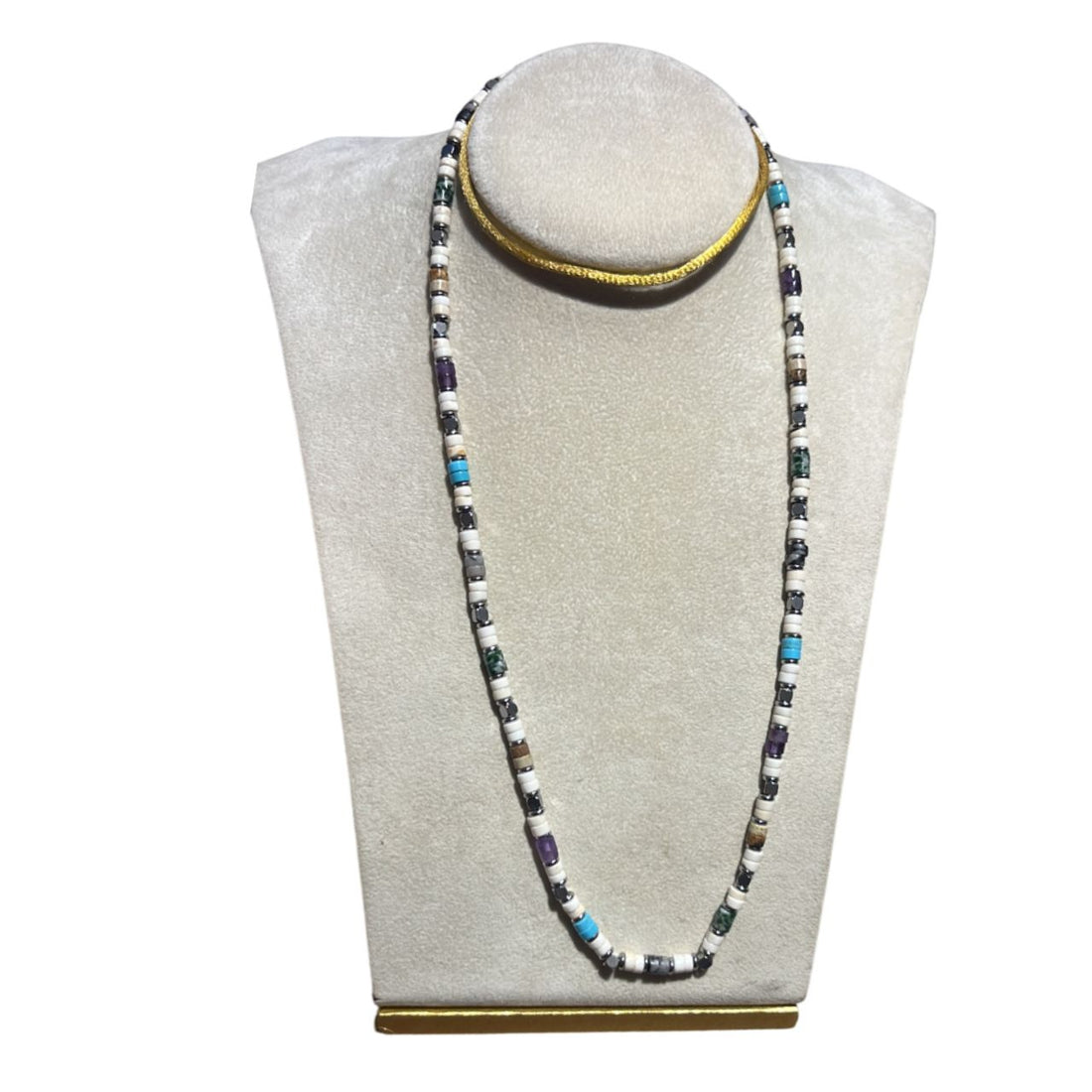 Collana Uomo Re Mida Pietre Multicolore Bianca