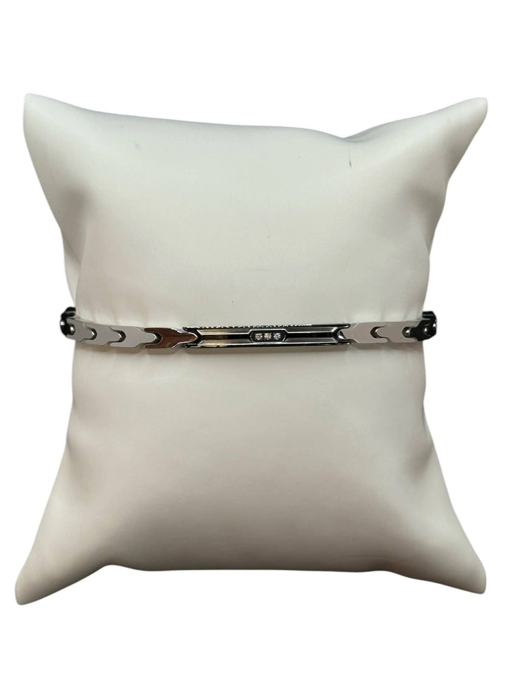 Bracciale Uomo Acciaio Zancan PDV  Nero con Zirconi Bianchi EHB123