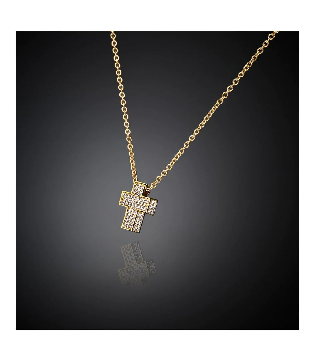 Collana Donna Chiara Ferragni Acciaio Dorato Croce Scatolata Zirconi Bianchi J19AWC08