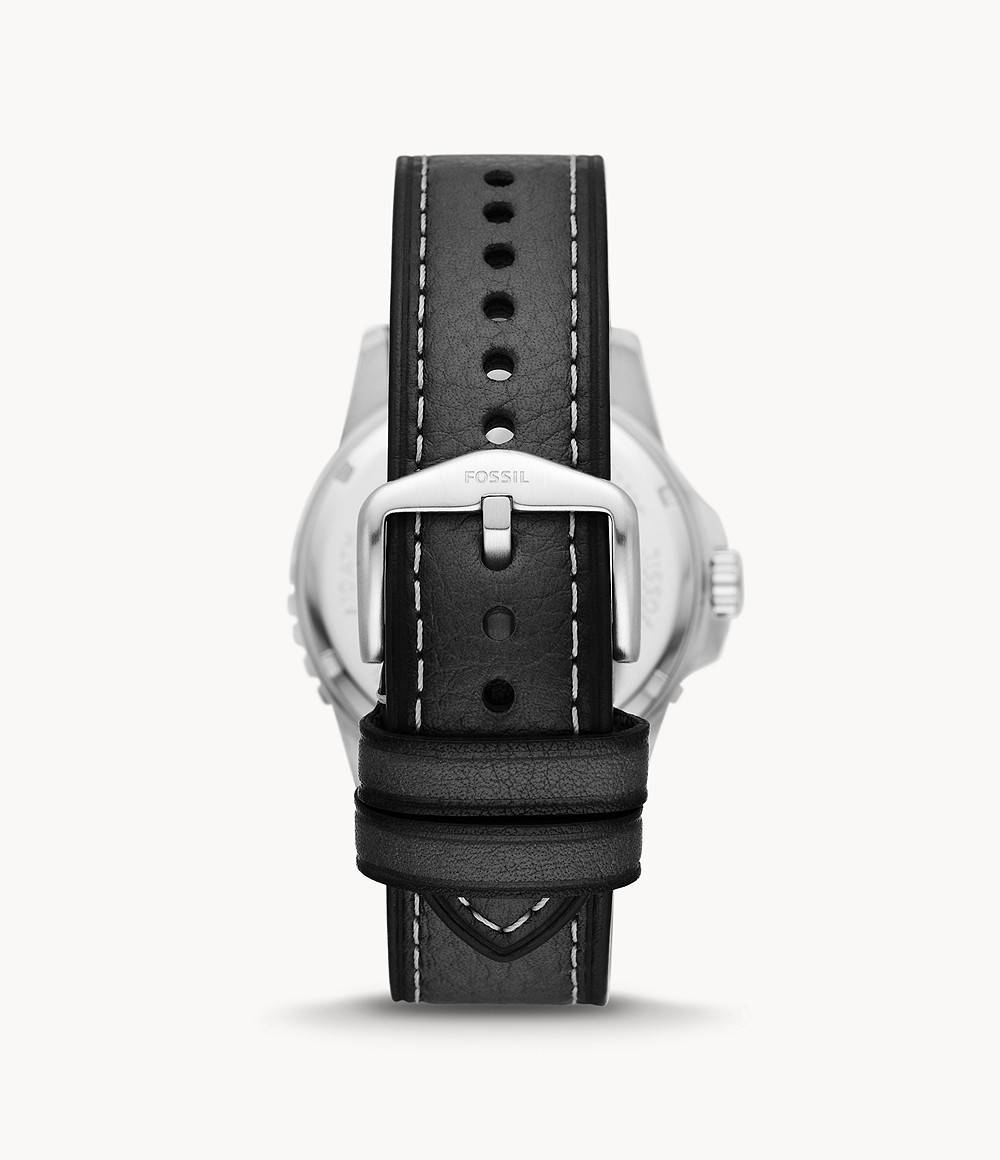 Orologio Uomo Fossil Acciaio Pelle Nero Blu Quarzo Solo Tempo Data FS5960