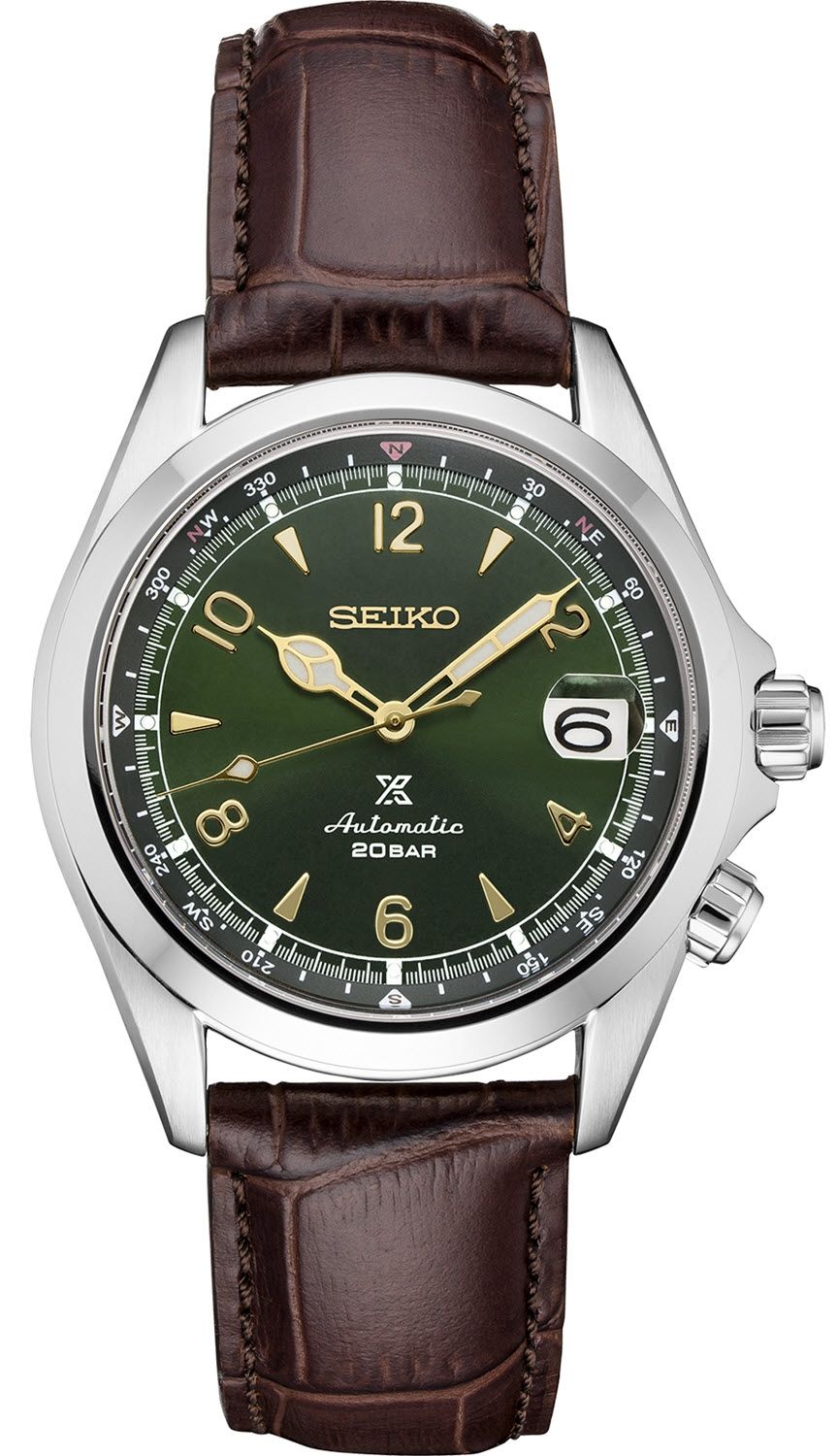 Orologio Uomo Seiko Prospex Alpinist Automatico Pelle Acciaio Verde SPB121J1
