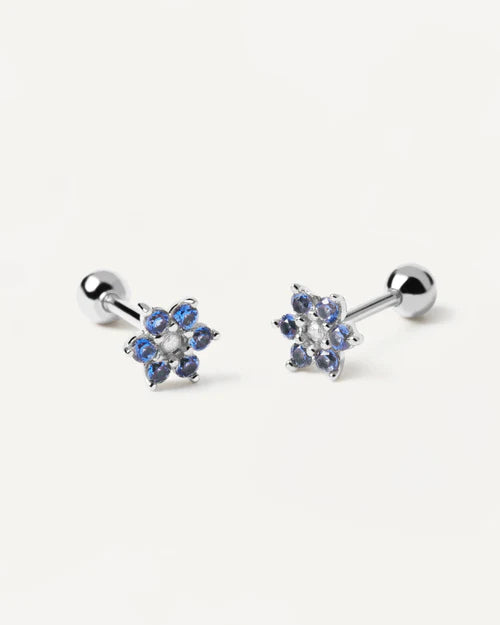 Orecchini Donna Bambina PDPaola Argento 925 Zirconi Bianchi Blu AR02-384-U