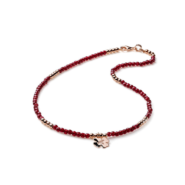 Collana Donna Maria Cristina Sterling Argento 925 Agata Rossa Quadrifoglio G3975R