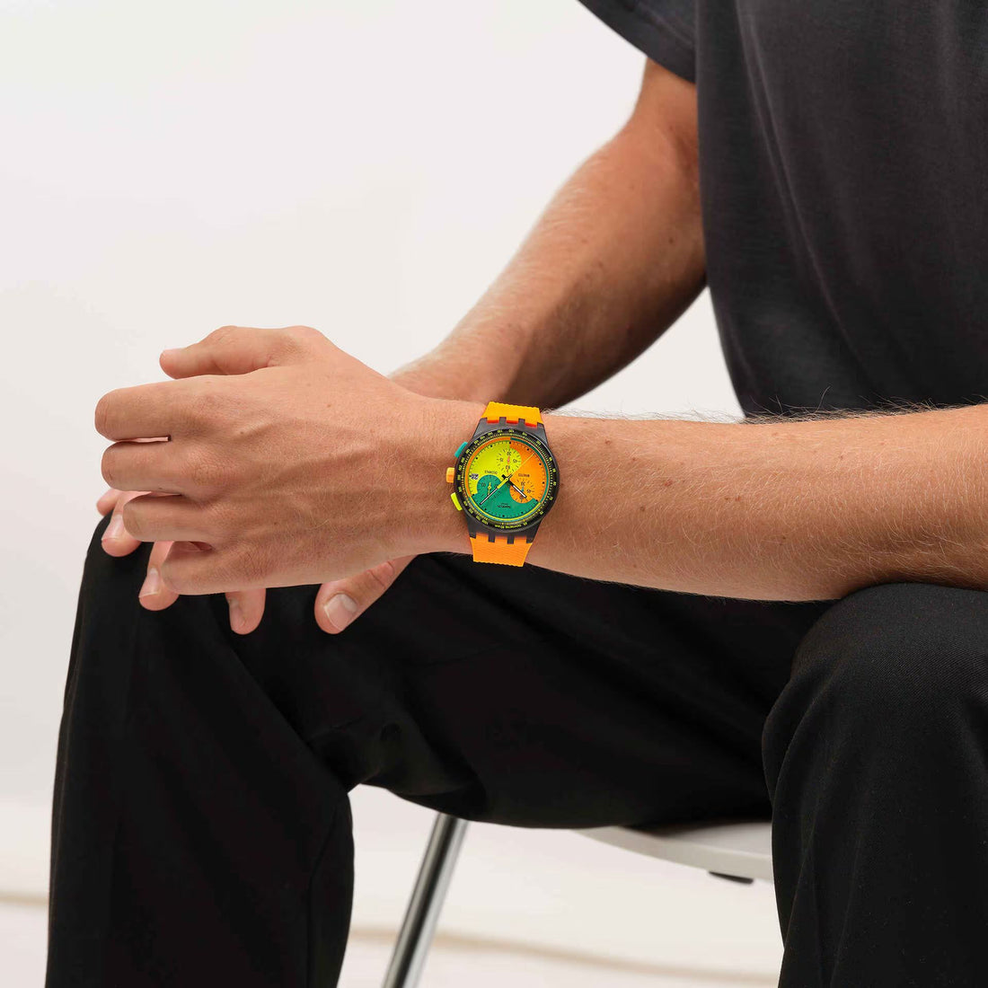 Orologio Unisex Swatch Neon Signal Flag 1990 Crono Data SUSB422