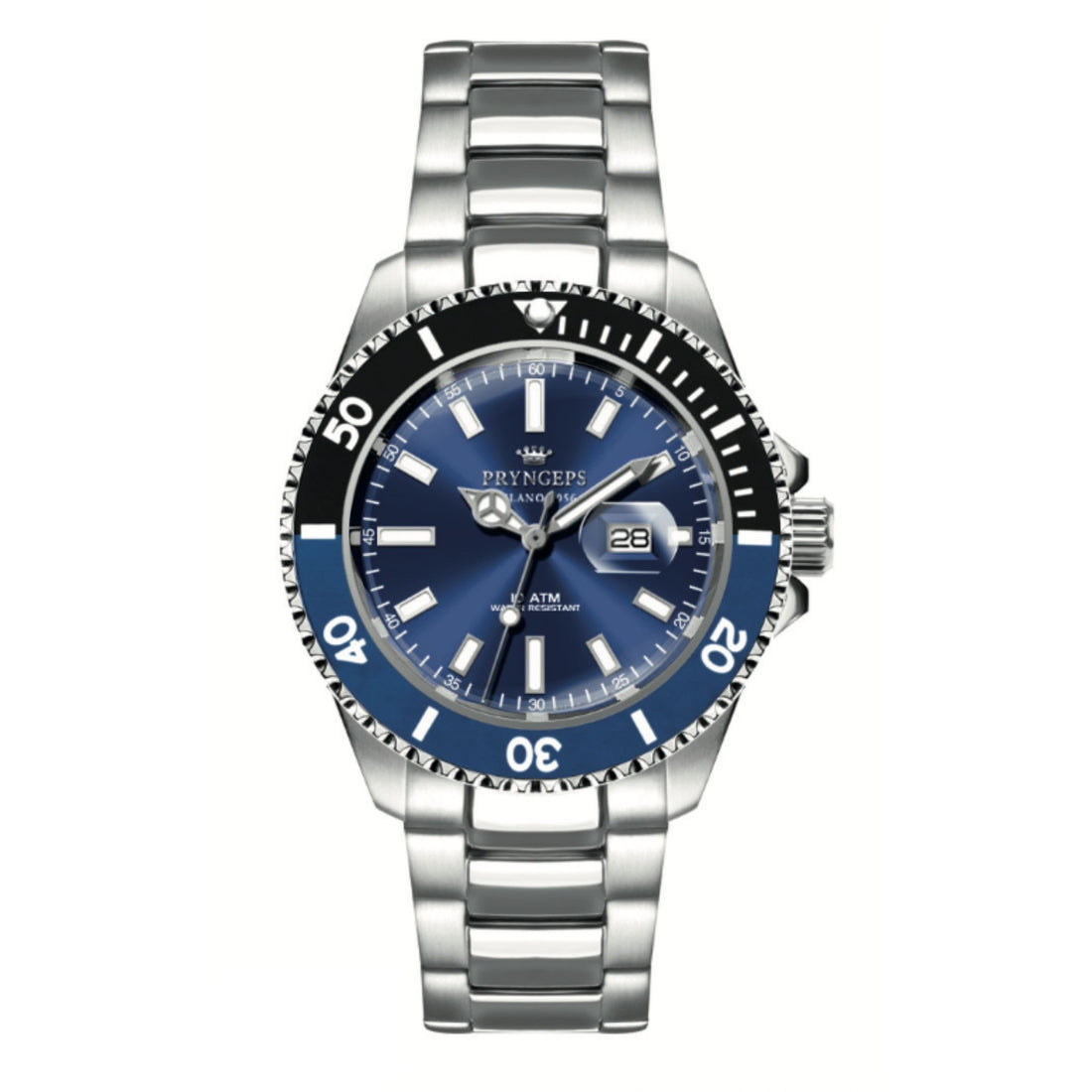 Orologio Uomo Pryngeps Mediterraneo Batman Acciao Quarzo Data SUB A1097 NOTTE