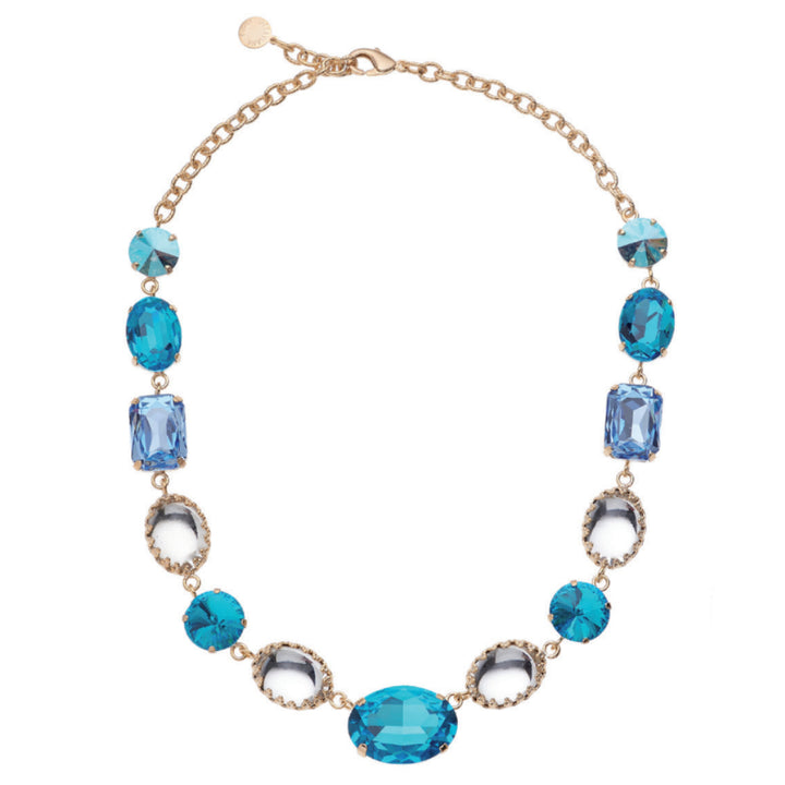 Collana Donna Ottaviani Bronzo Dorato Zirconi Blu Azzurri Bianchi 500956C