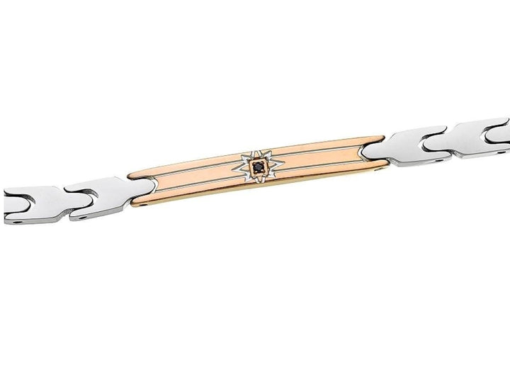 Bracciale Uomo Acciaio Zancan PDV  Rosè con Zircone Nero EHB126