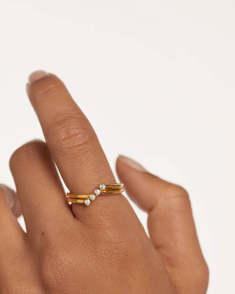 Anello Donna PDPaola Argento 925 Dorato Aperto Zirconi Bianchi AN01-870-12