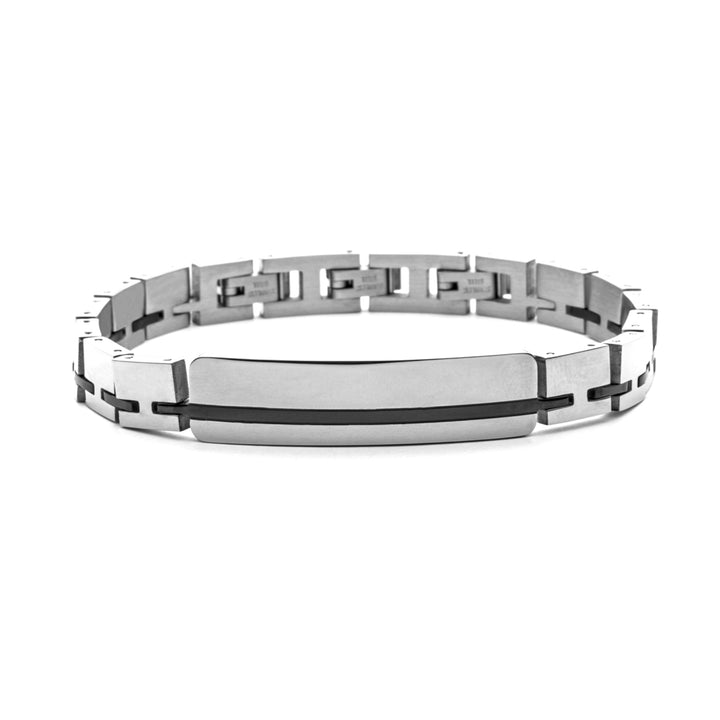 Bracciale Uomo 4US Cesare Paciotti Acciaio Targhetta Smalto Nero 4UBR5643