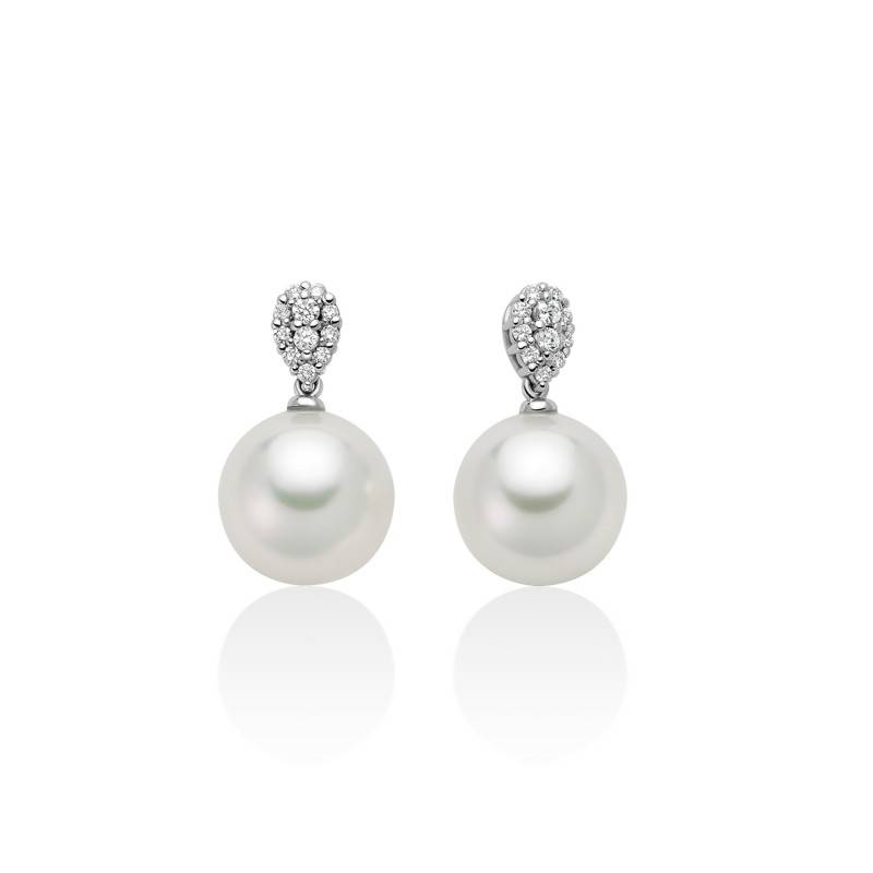 Orecchini Donna Miluna Oro Bianco 18kt Perla 9,5-10 mm e Diamanti PER2763A