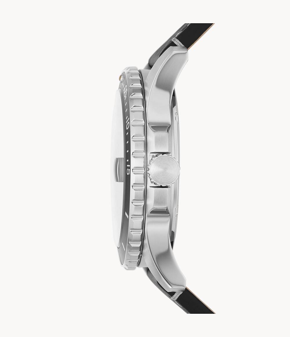 Orologio Uomo Fossil Acciaio Pelle Nero Blu Quarzo Solo Tempo Data FS5960