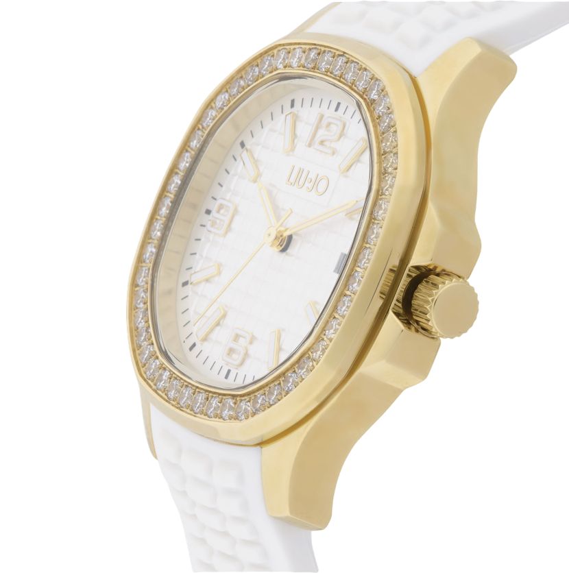 Orologio Donna Liu Jo Acciaio Dorato Gomma Bianco TLJ2633