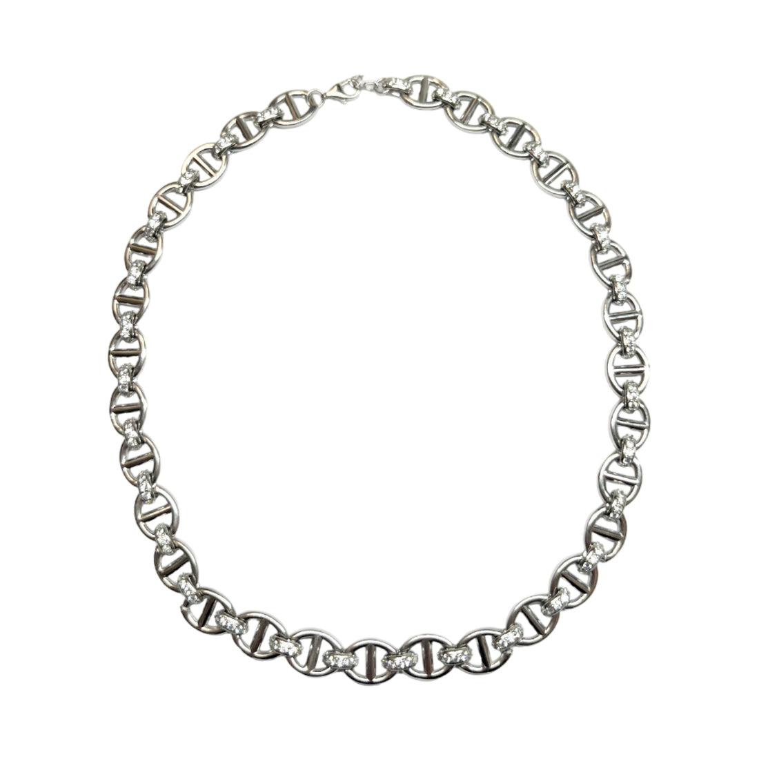 Collana Donna Re Mida Choker Argento Zirconi Bianchi Maglia Marinara