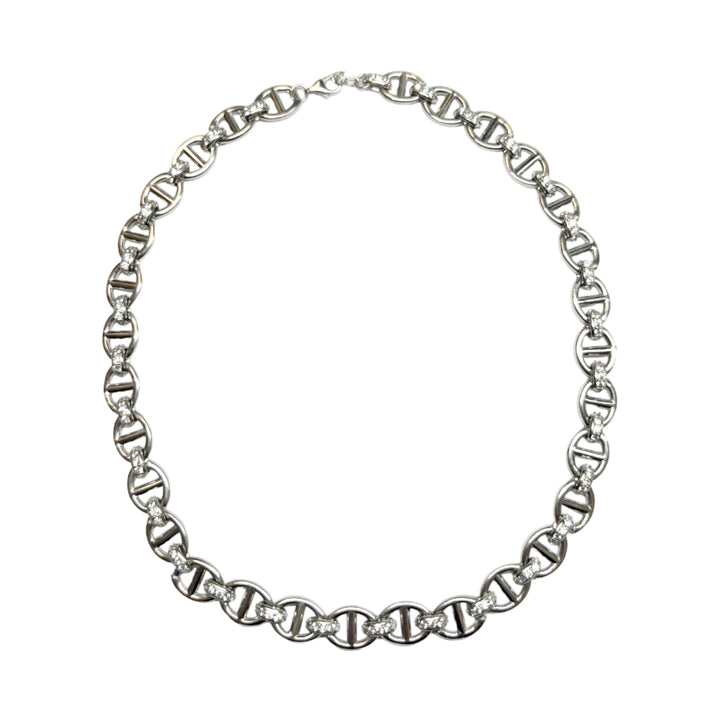 Collana Donna Re Mida Choker Argento Zirconi Bianchi Maglia Marinara