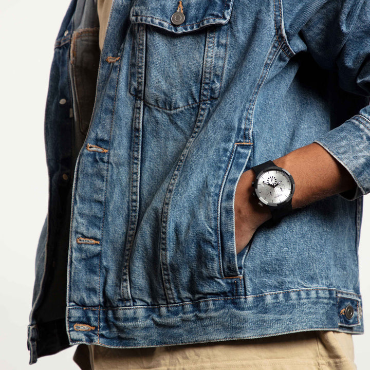 Orologio Uomo Swatch Big Bold Chequered Silver Argentè Cronografo SB02B404