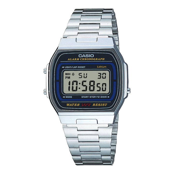 Orologio Unisex Casio Nero Acciaio Digitale Lucido A164WA-1VES