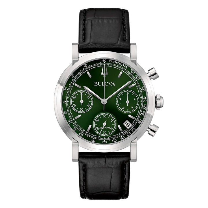 Orologio Uomo Bulova Cronografo Verde High Precisionist Pelle Nero 96B457