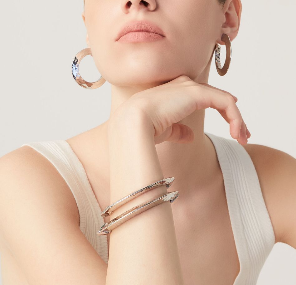 Bracciale Donna Giovanni Raspini Argento 925 Rigido Blade Martellato 11774