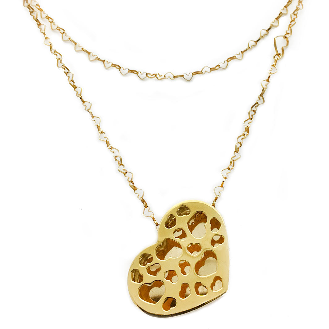 Collana Donna Nanis Oro 18 KT Pendente Cuore Traforato CT2-473-GG-LU