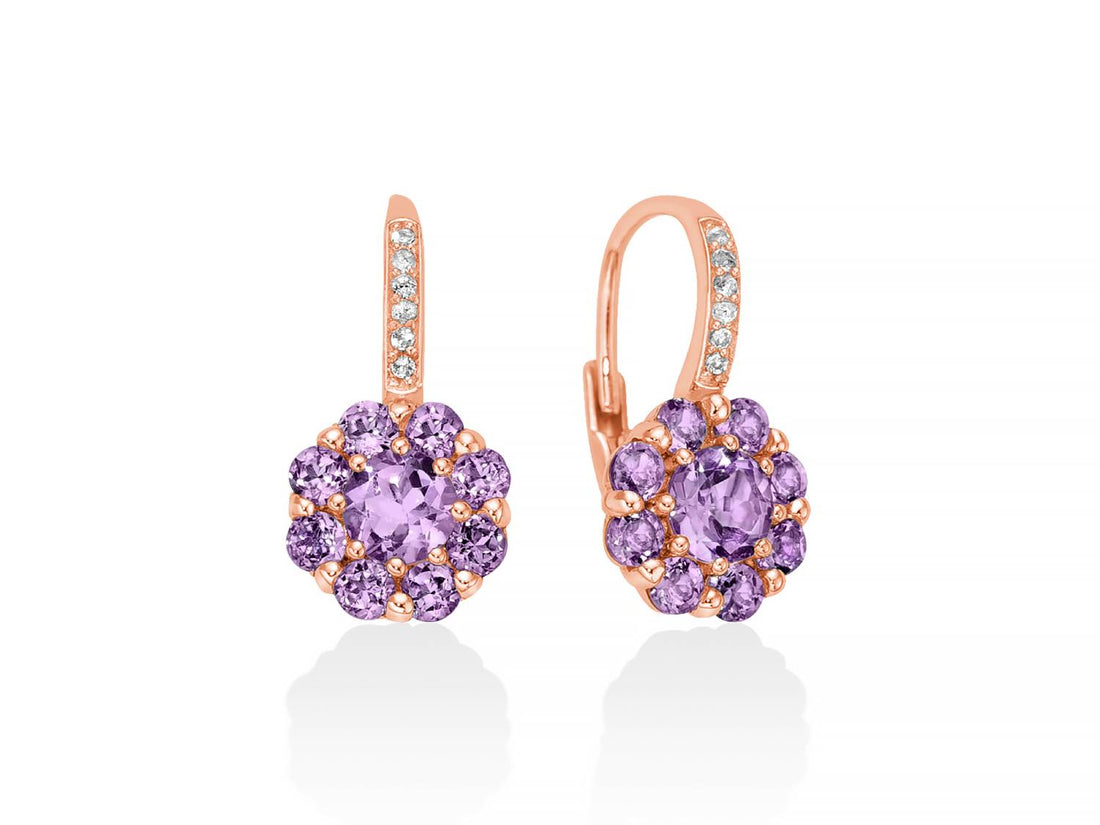 Orecchini Donna Miluna Gemma Del Cielo Argento Rosè 925 Ametista ERD2926