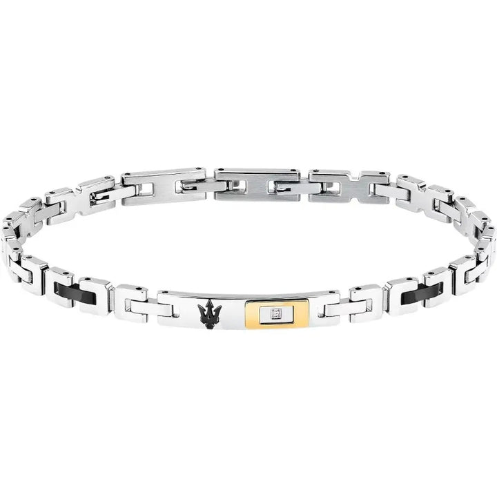 Bracciale Uomo Maserati Acciaio Bicolore Targhetta Centrale Con zirconi JM125ATY25