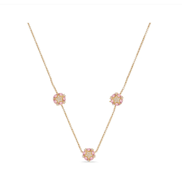 Collana Donna Laura P. Argento Dorato 925 Ciondoli Con Stelle  Rosa Zirconate CL0240GRS