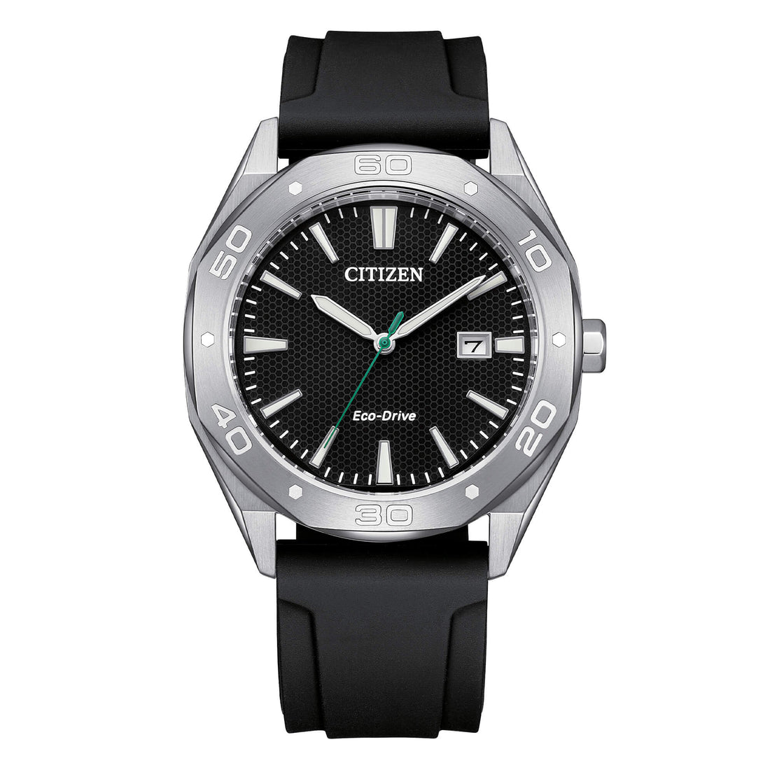 Orologio Uomo Citizen Nero Eco-Drive Solo Tempo Acciaio Gomma Data BM7631-01E