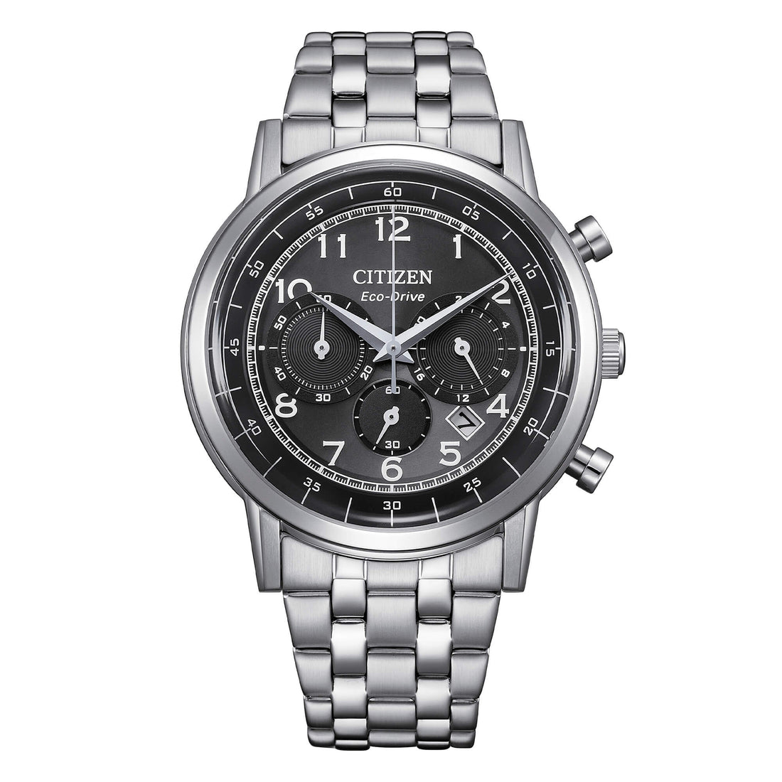Orologio Uomo Citizen Nero Classic Eco-Drive Cronografo Acciaio Data CA4630-53E