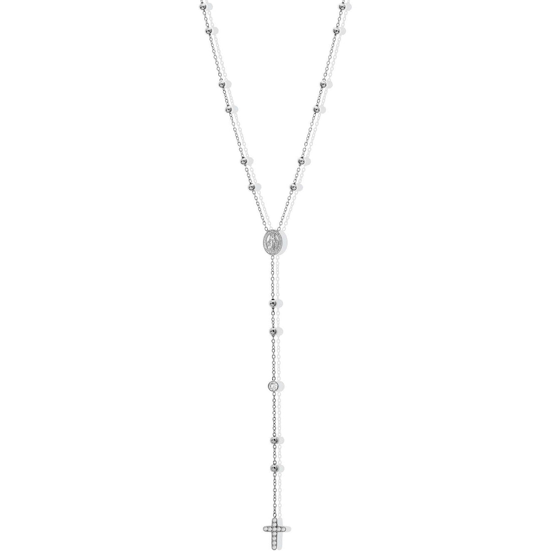 Collana Uomo Liu Jo Acciaio  Rosario Croce Zirconi Bianchi LJ2754