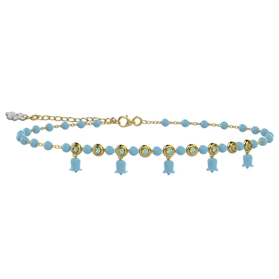 Cavigliera Donna Nanàn Argento Dorato 925 Sfere Blu NAN0562