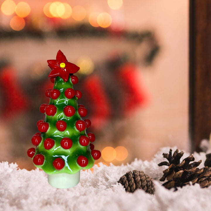 Albero di Natale Capodimonte Verde Palline Rosse Stella di Natale 20cm CAP19