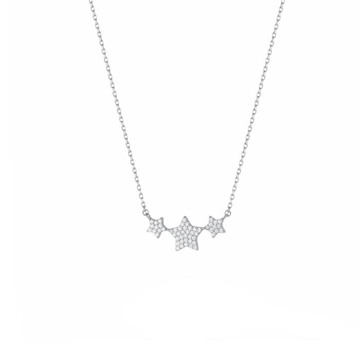 Collana Donna Liu Jo Argento 925 Pendente Stelline Zirconi Bianchi ALJ250