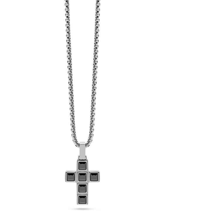 Collana Uomo Liu Jo Acciaio Croce Zirconi Neri MLJ488
