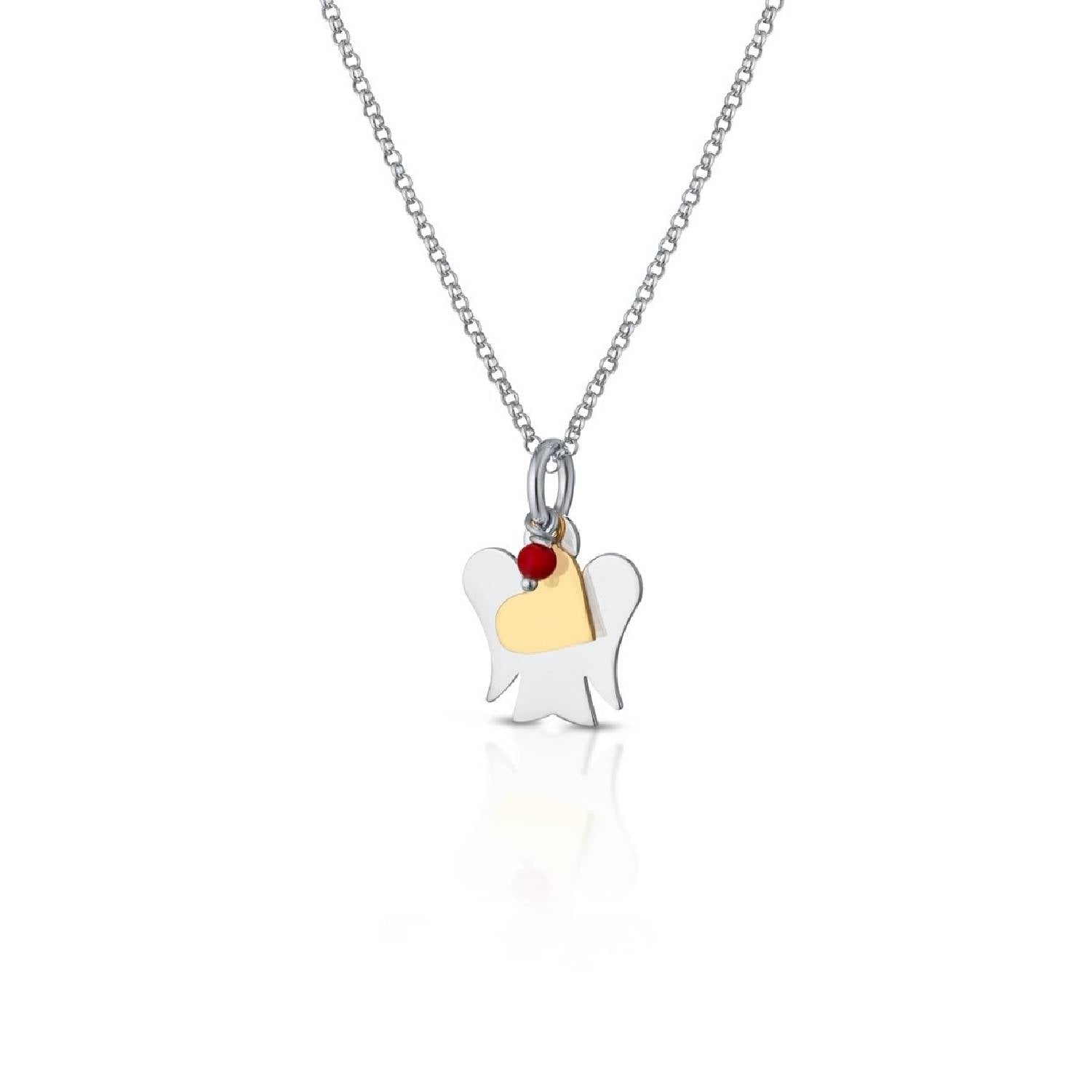 Collana Donna Argento 925 Roberto Giannotti Angelo Cuore dorato Bianco Corallo