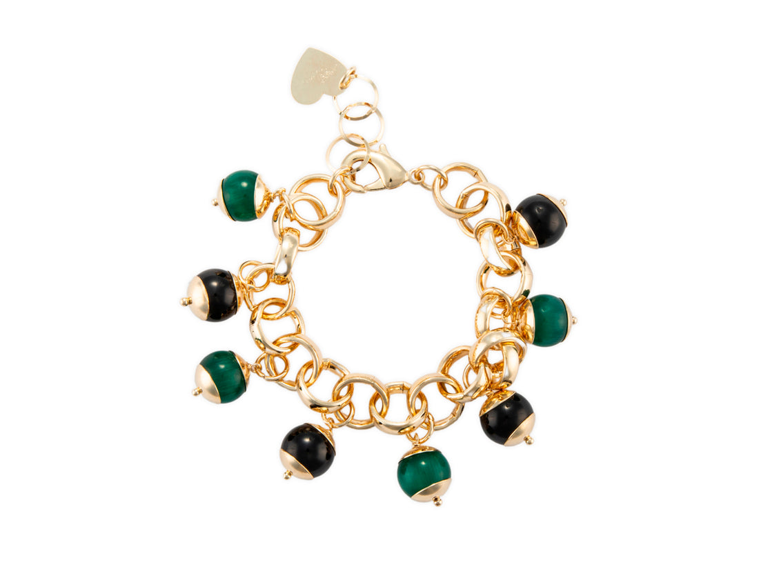 Bracciale Donna Acciaio dorato 4US cesare paciotti  occhio di gatto verde 4UBR7239W